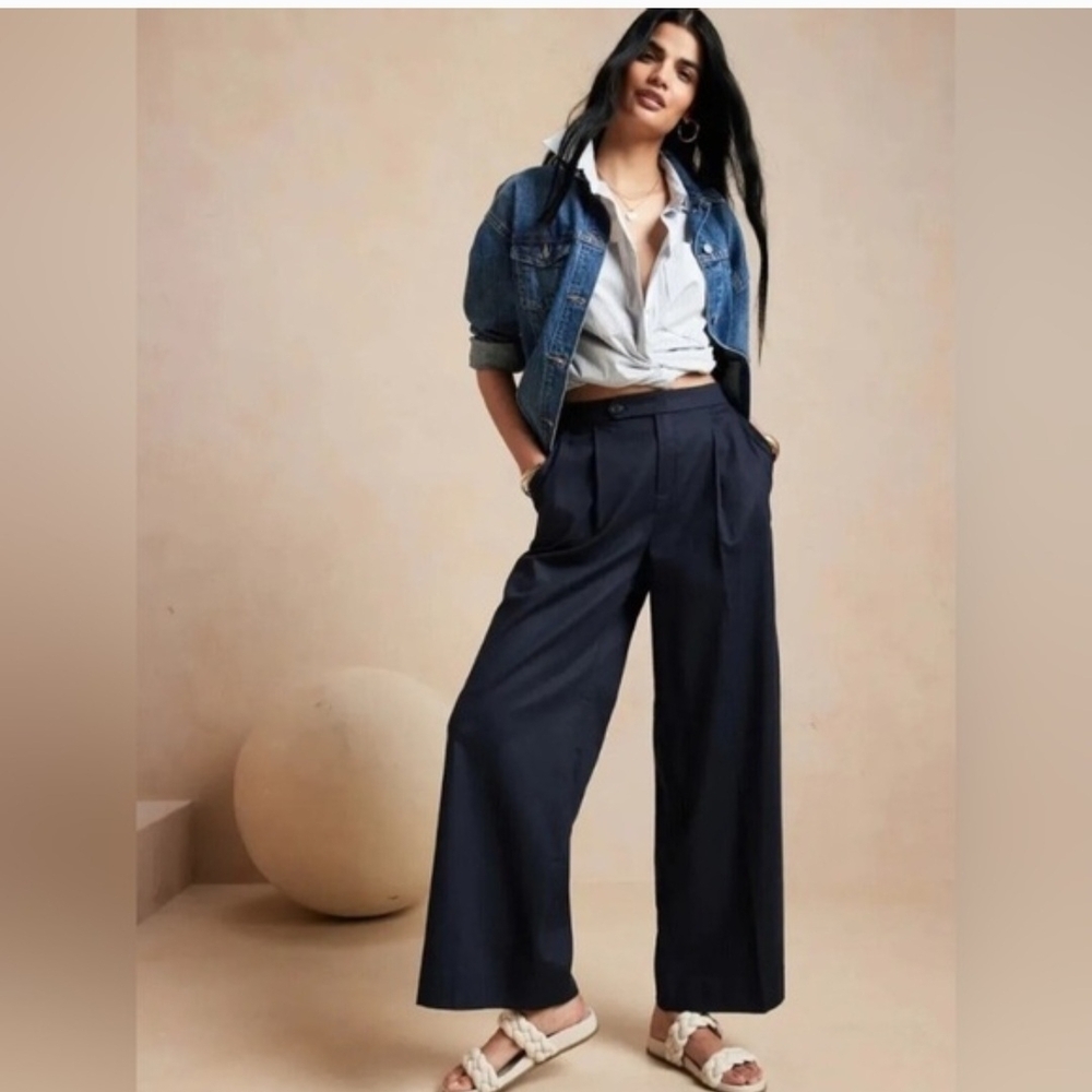Banana Republic Linen Blend Wide Leg Pants Size 6 - Picture 1 of 7